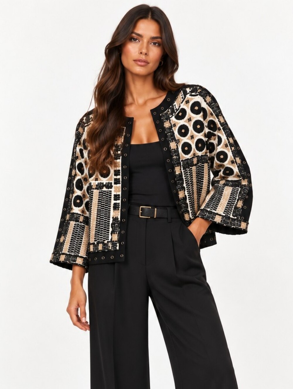 Zara Beaded Embroidered Collarless Cotton Jacket New Size S